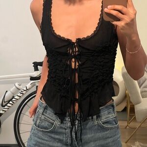 NWT Zara Black Lace-Up Camisole